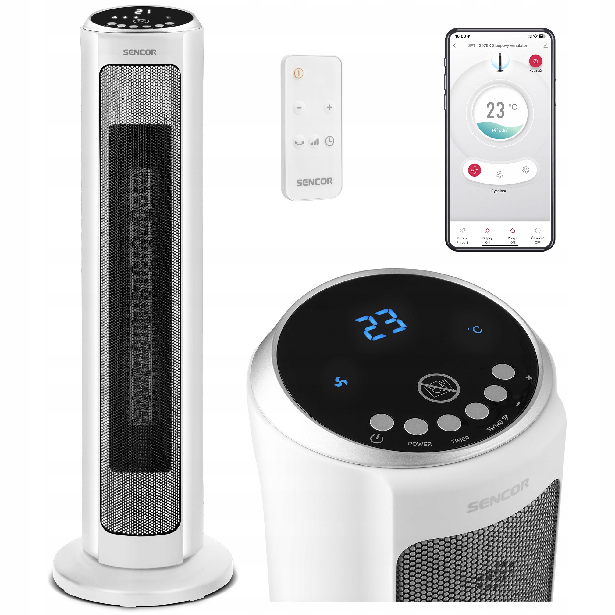 Ceramiczny grzejnik kolumnowy Sencor SFH8994WH WiFi smart Home Led Pilot