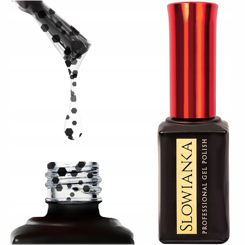 Slowianka Top Coat Hybridní No Wipe Vintage 10g Black Černé Drobky
