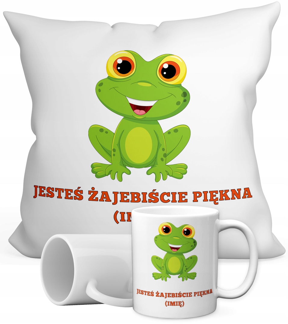 

Zestaw Kubek Poduszka Śmieszny Żaba Imię