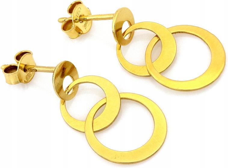 Stříbrné náušnice pozlacené 925, visící ze dvou obrouček na tyči, módní