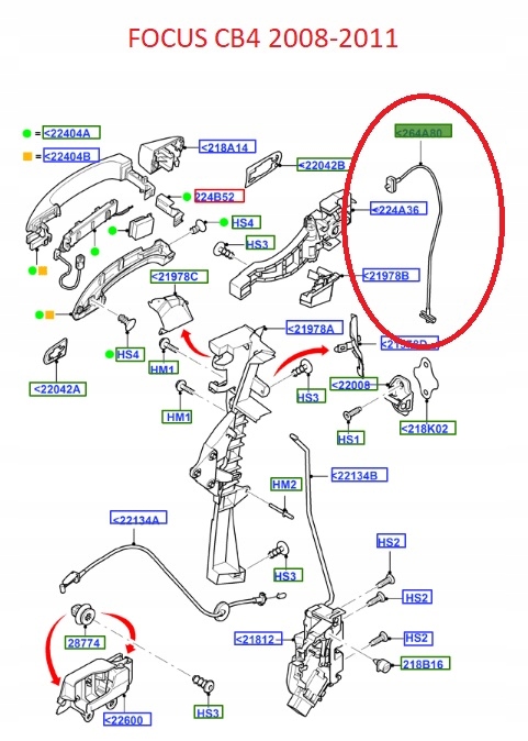 LINKA OTWIERANIA DRZWI PRZEDNICH FOCUS Mk2 1480308 Numer katalogowy oryginału 1480308