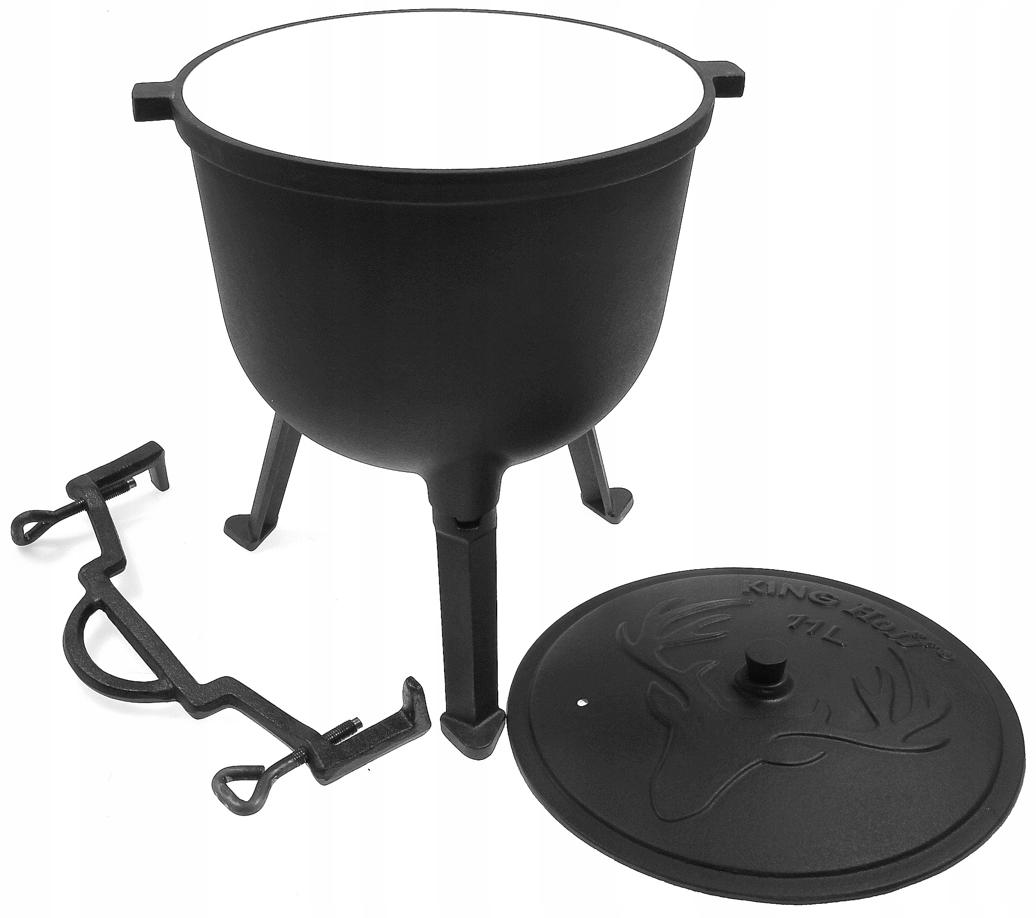 KOCIOŁEK MYŚLIWSKI ŻELIWNY 11 L. EMALIOWANY GARNEK Na OGNISKO EXTRA JAKOŚĆ Pojemność 11 l