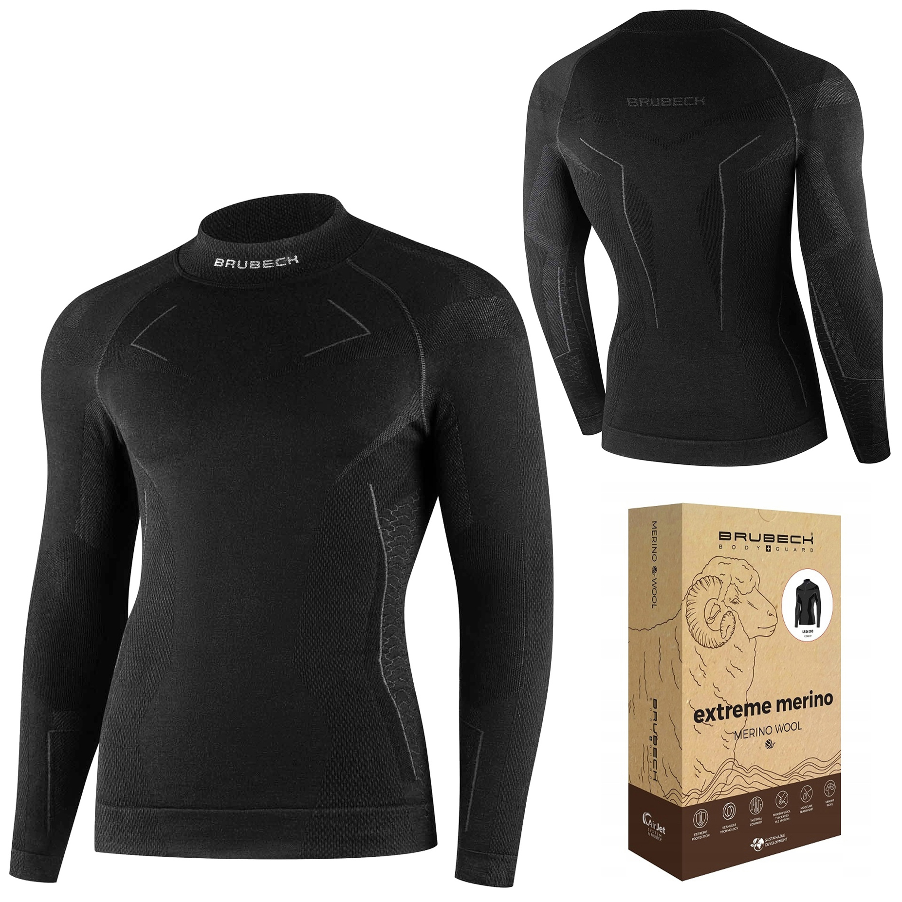 Termoaktivní vlněná mikina Brubeck Extreme Merino Trekkingová XXL