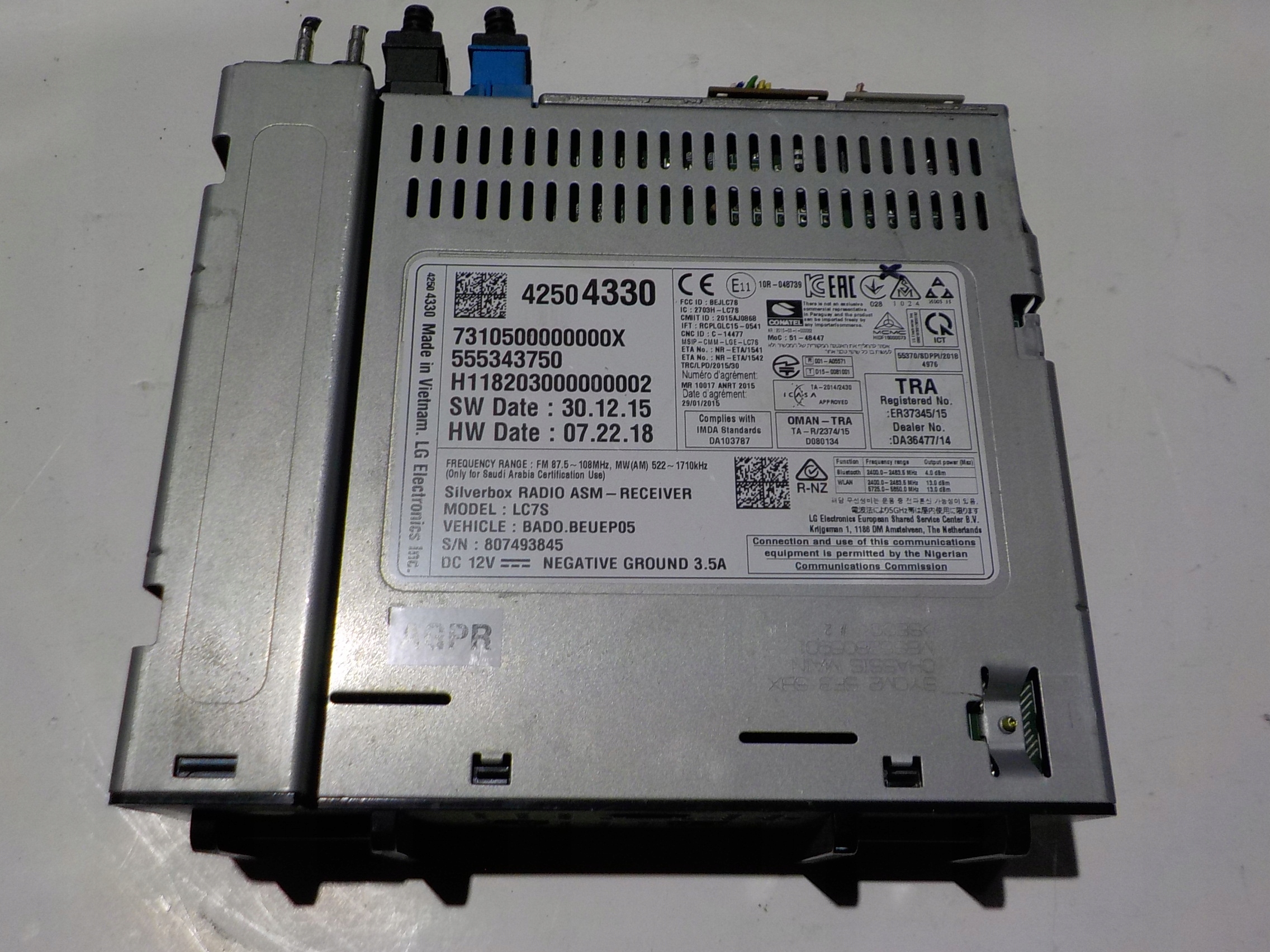 OPEL ASTRA K modul RADIA SILVERBOX 42504330