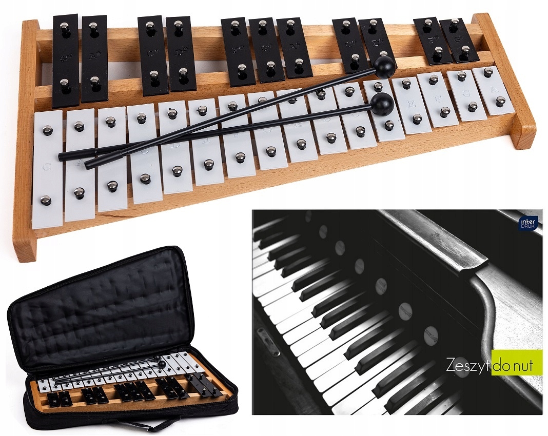 DZWONKI CHROMATYCZNE CYMBAŁKI SZKOLNE DLA DZIECI - POKROWIEC -ZESZYT DO NUT