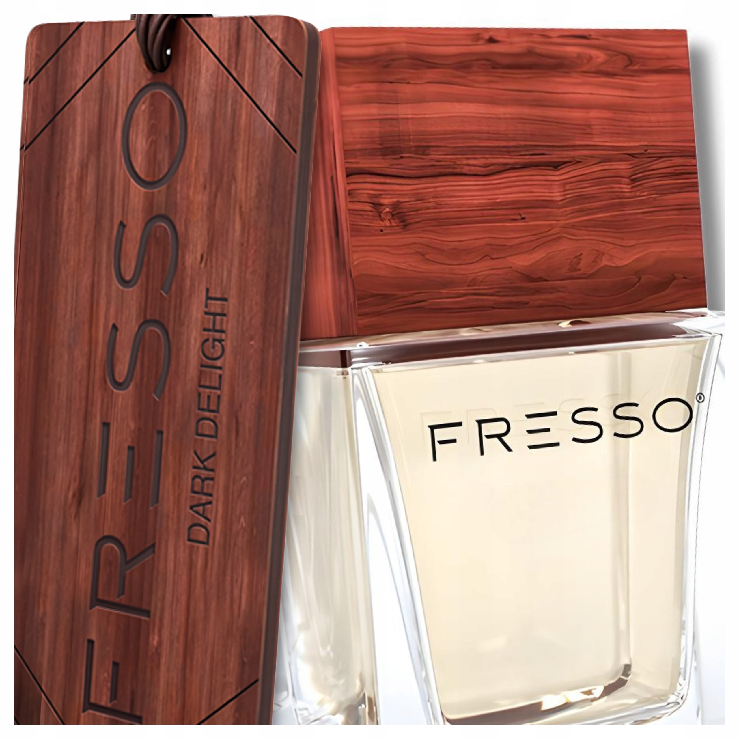 Fresso Dark Delight – Luksusowy Zapach do Auta 50ml Drewniana Zawieszka