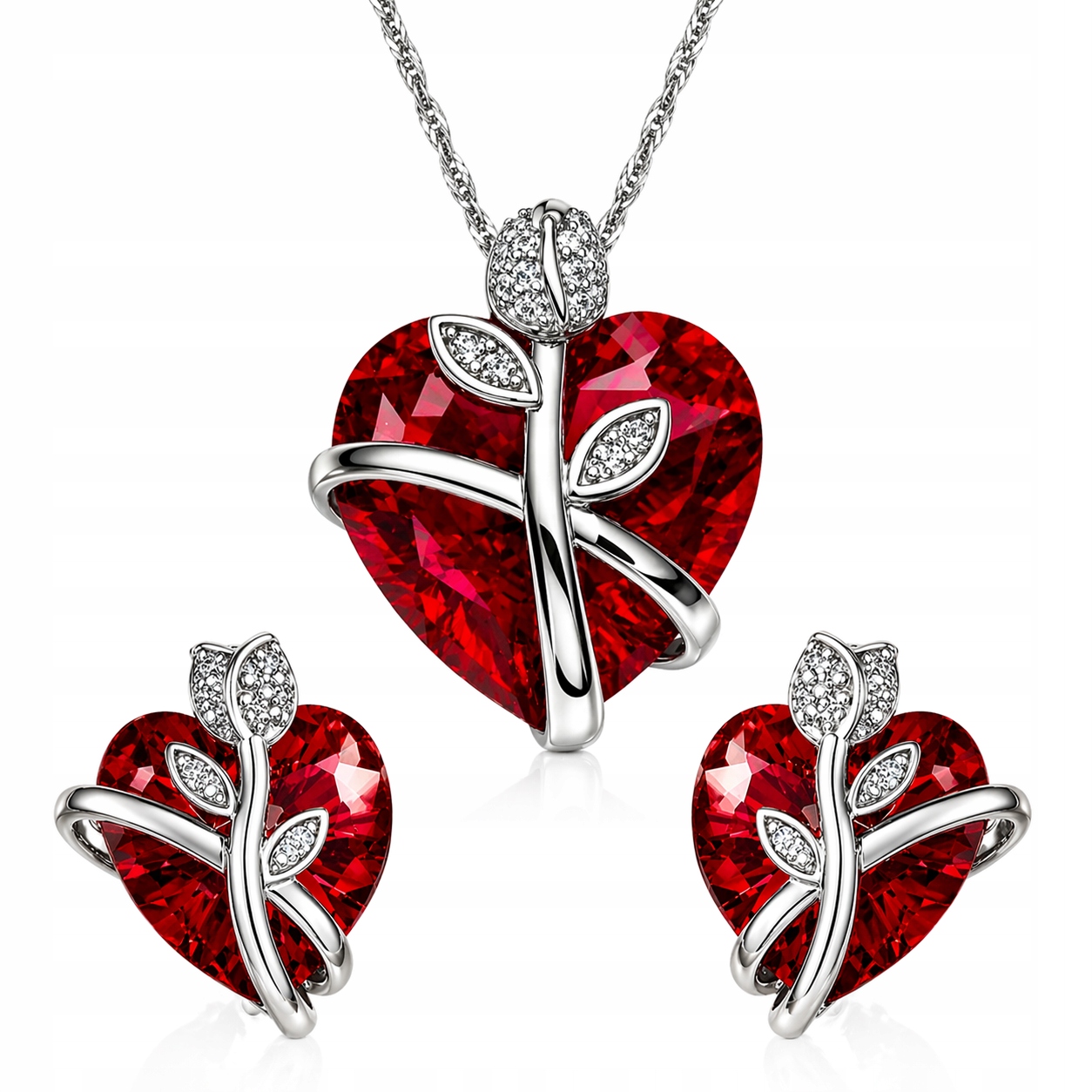 Stříbrný komplet šperků swarovski srdce růže stříbro 925