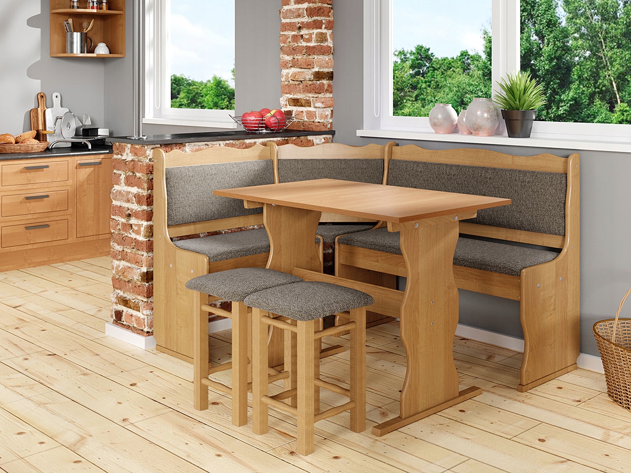 Narożnik KUCHENNY Dura STÓŁ Taboret Ławka ZESTAW Długość stołu 145 cm