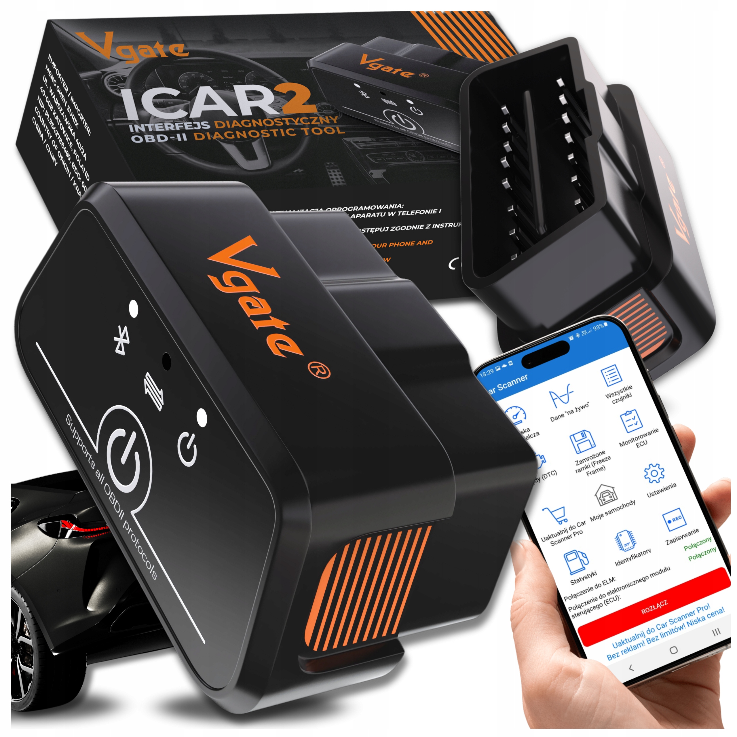 Interfejs Diagnostyczny ELM327 OBD2 Bluetooth Android Polski Pl Tester