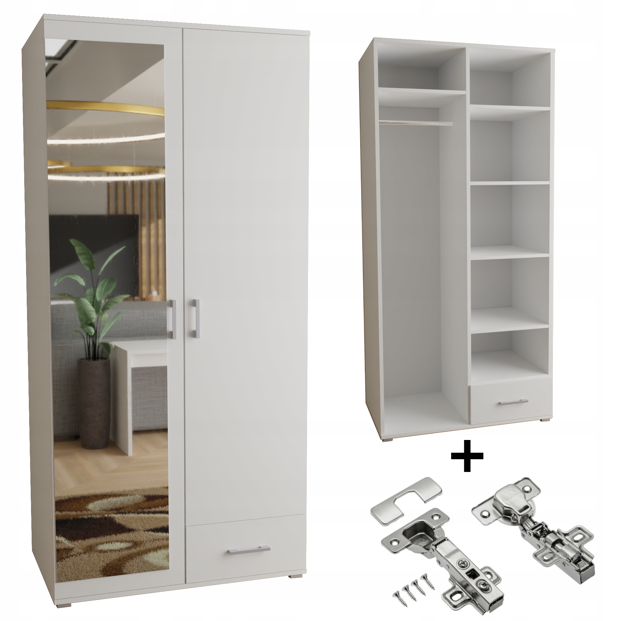 Skříň 80 CM bílá zrcadlo s tichým zavíráním