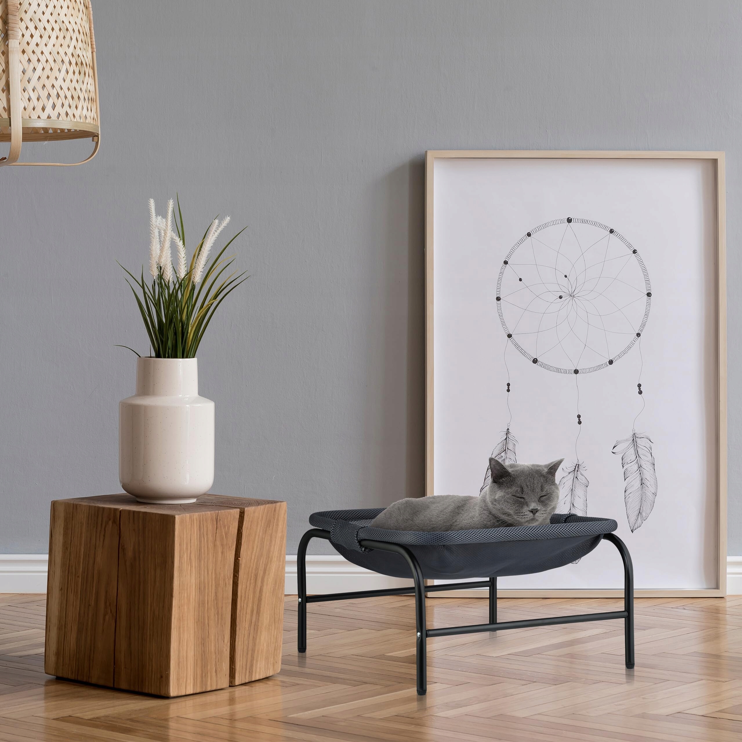 RELAXDAYS Stojący Hamak Dla Kota Z Podstawą Szary/Czarny 27x45x45 cm — miniatura 2