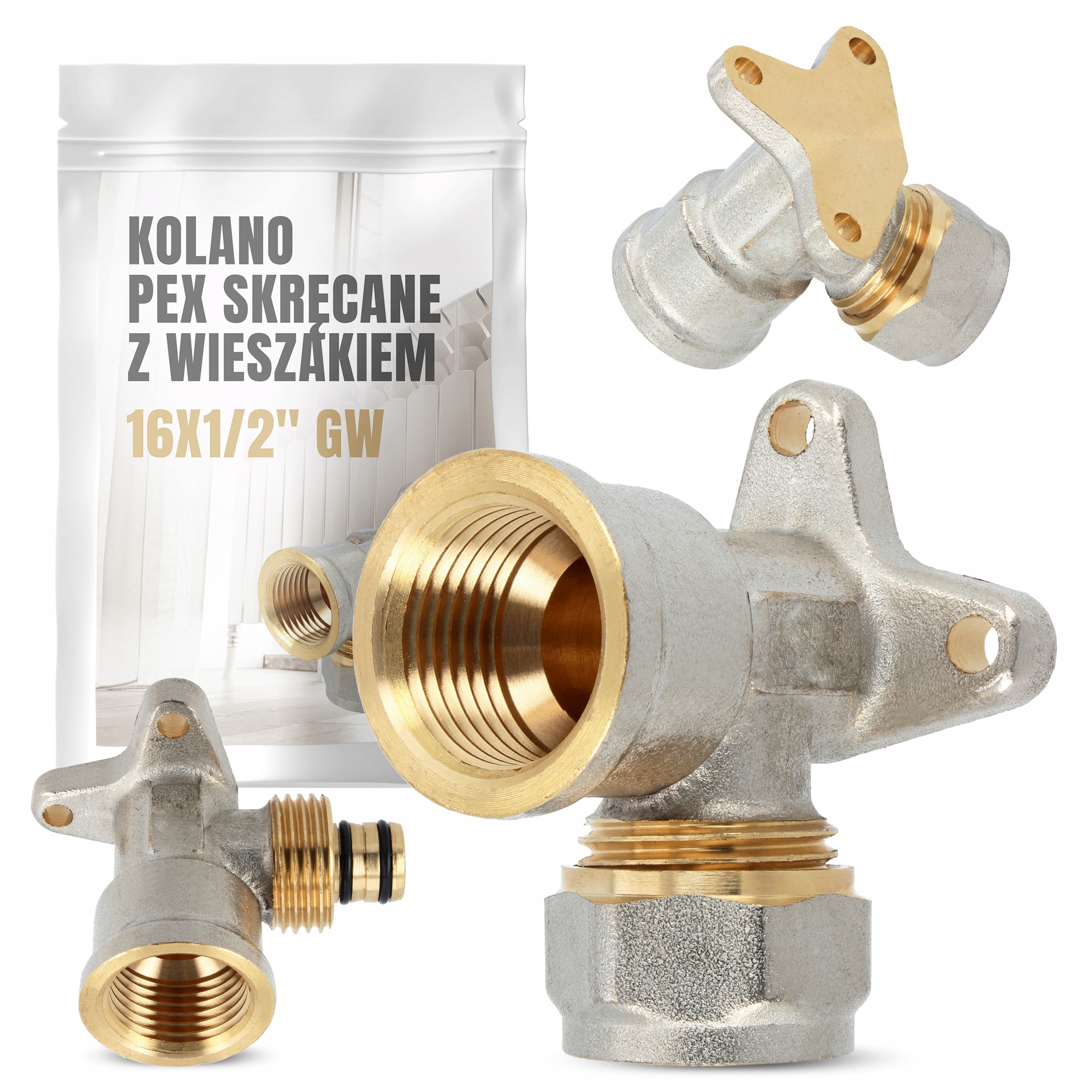 

Kolano Skręcane Rur Pex Alupex Złączka 16x1/2'' Gw