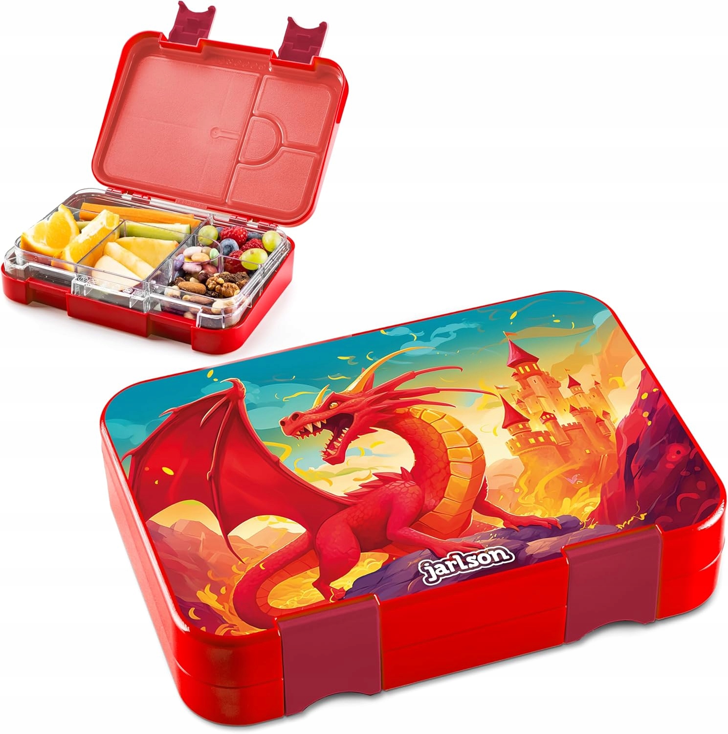 Lunchbox śniadaniówka Jarlson Toni do przedszkola szkoły smok czerwony dino