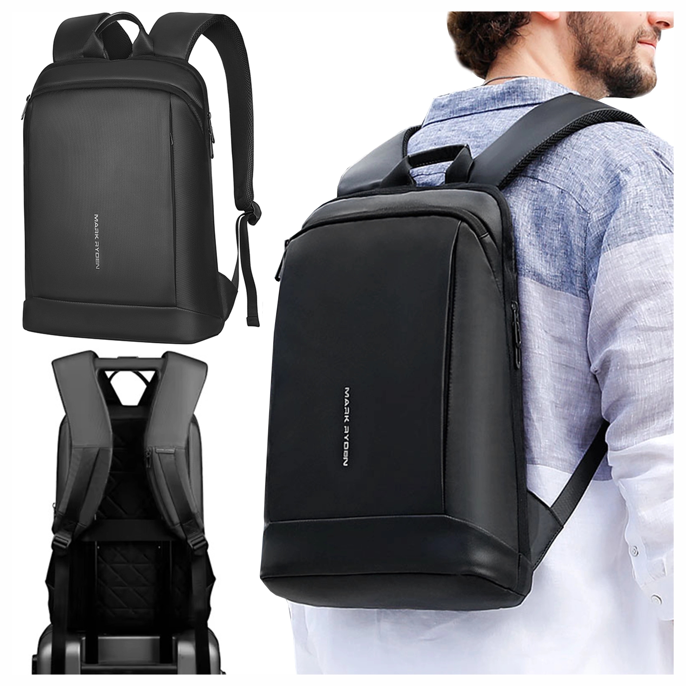 Batoh Mark Ryden na Notebook 15.6" městský mládežnický voděodolný, černý