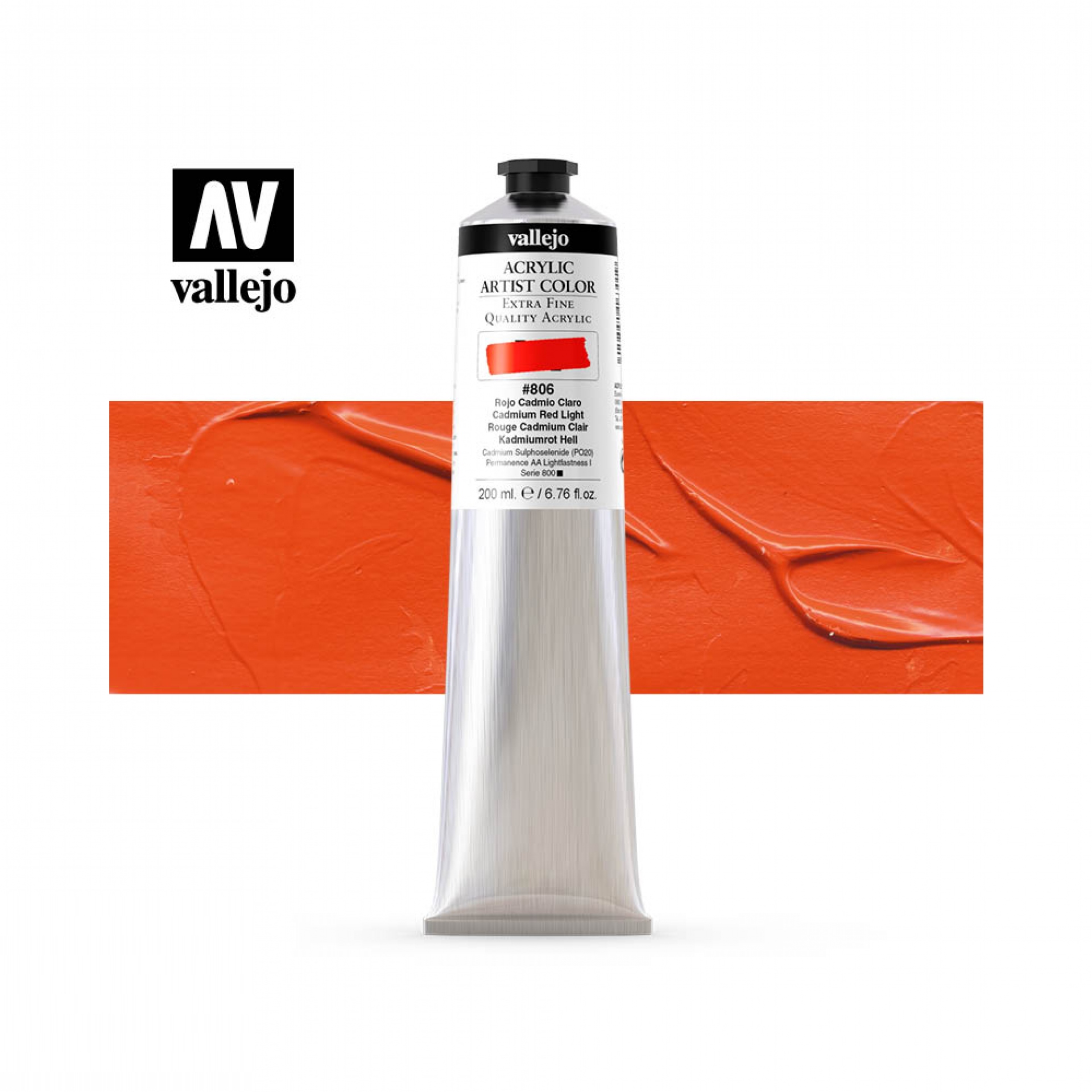 Barva akrylová Vallejo 200 Ml 806 Cadmium red light