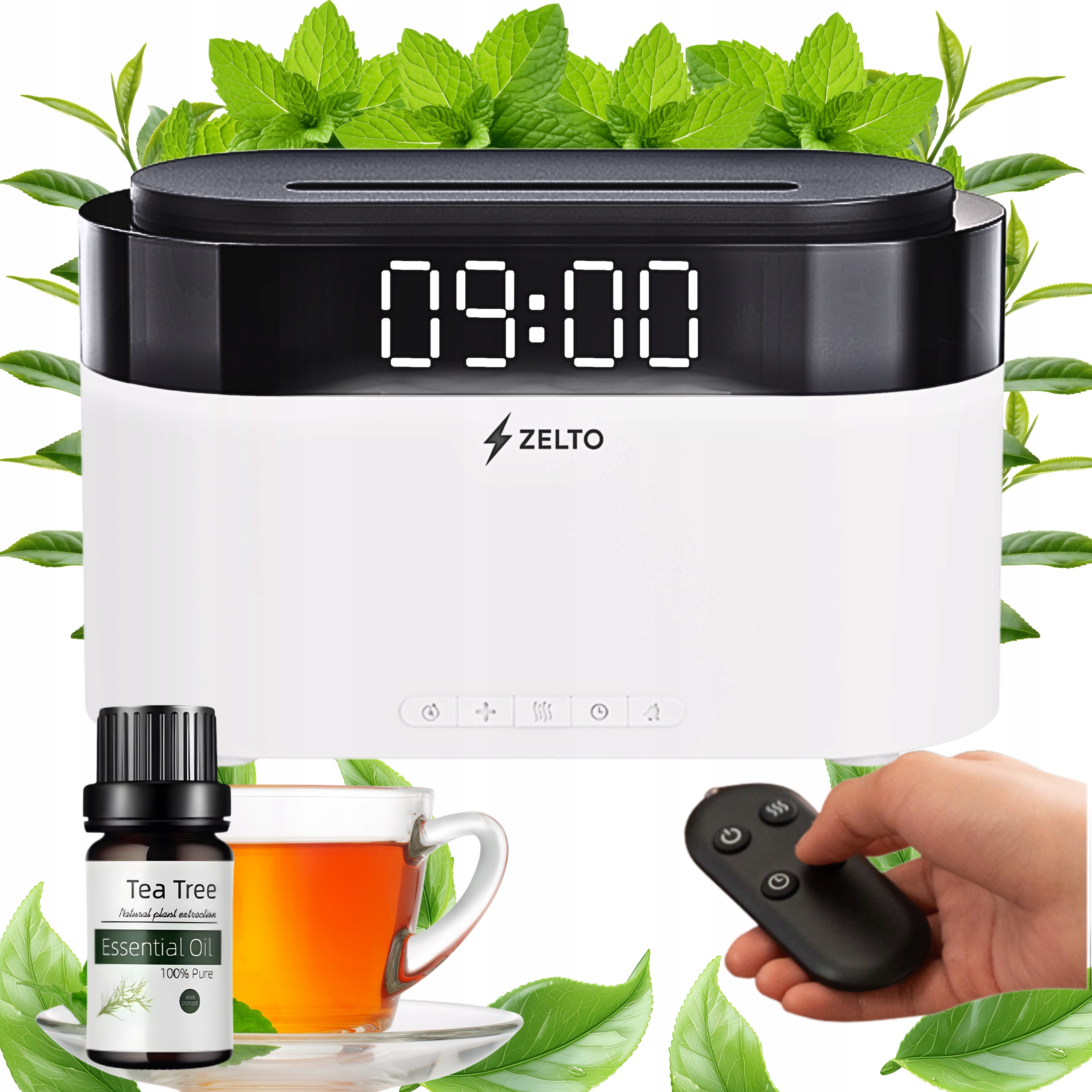 Nawilżacz Powietrza Kominek 2.0 Dyfuzor Timer Zegar LCD pilot