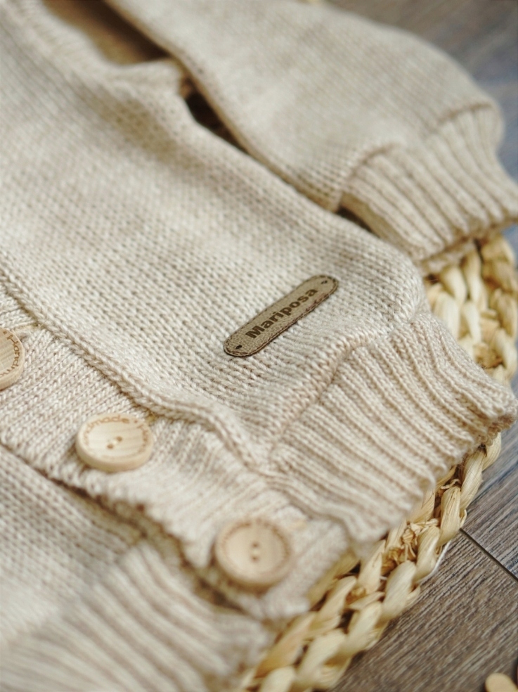 Sweterek beżowy z dodatkiem wełny Rozmiar 74