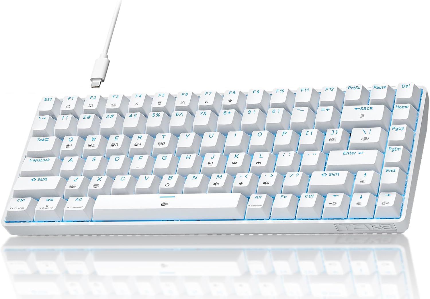 Tmkb T84SE Klawiatura mechaniczna 75% Blue Switch N-Key Biała