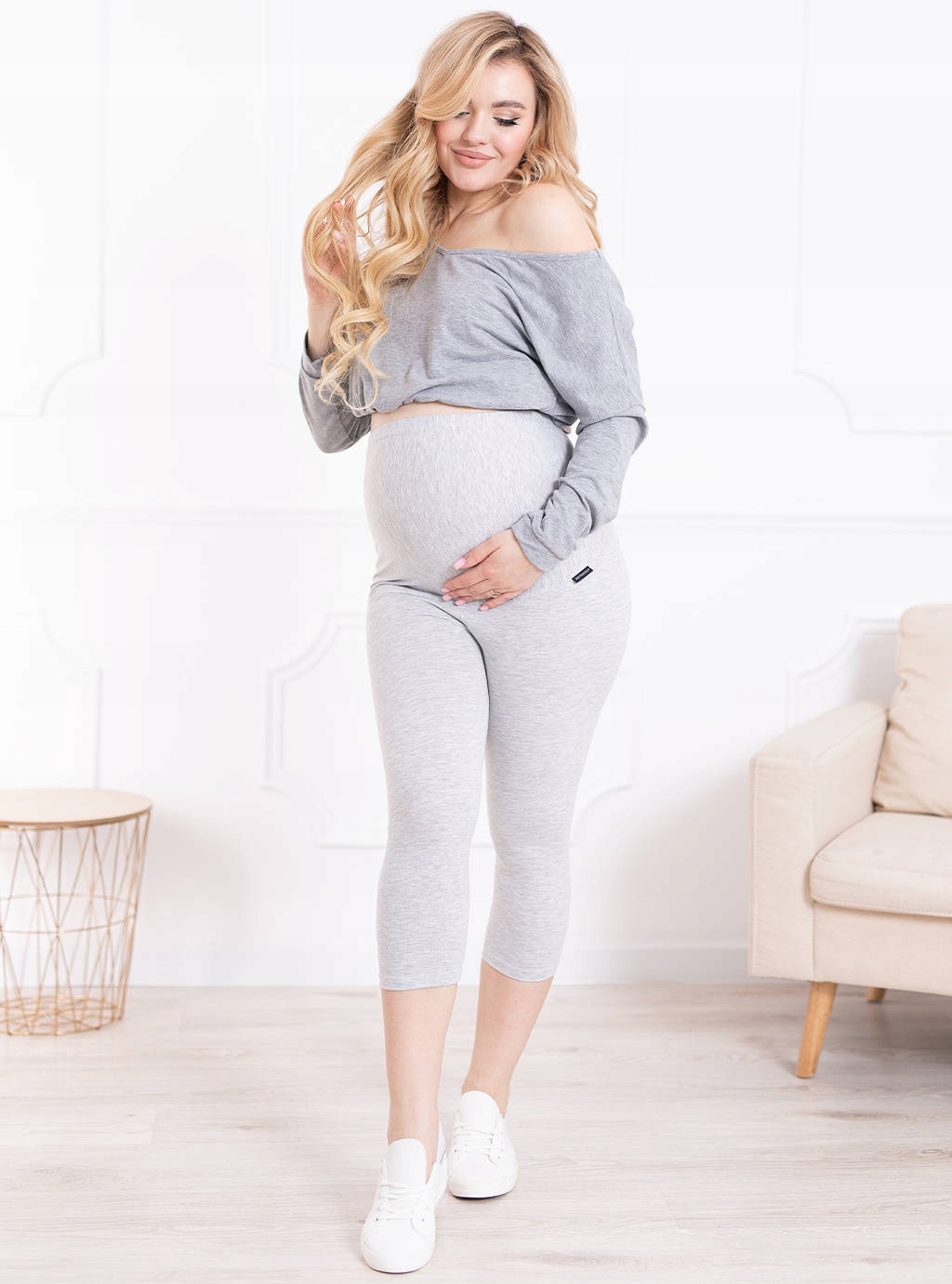 LEGGINSY CIĄŻOWE RYBACZKI Z PANELEM SPODNIE M Rozmiar M