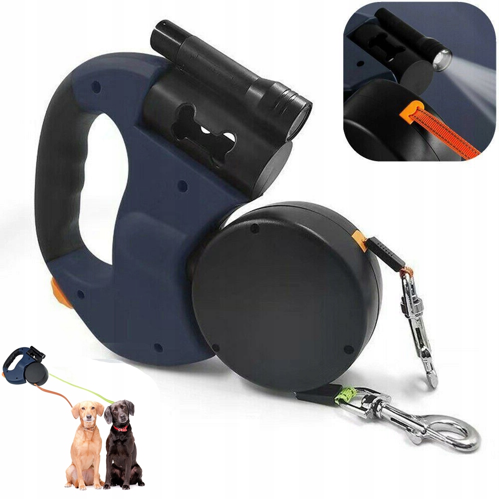 Levně Vodítko Pro Dva Psy Psa 3M S Led Svítilnou, Bezpečné
