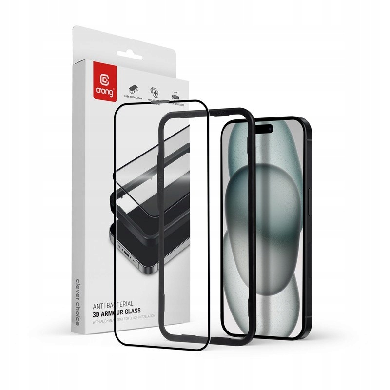 Crong Szkło hartowane 9H na cały ekran do iPhone 15