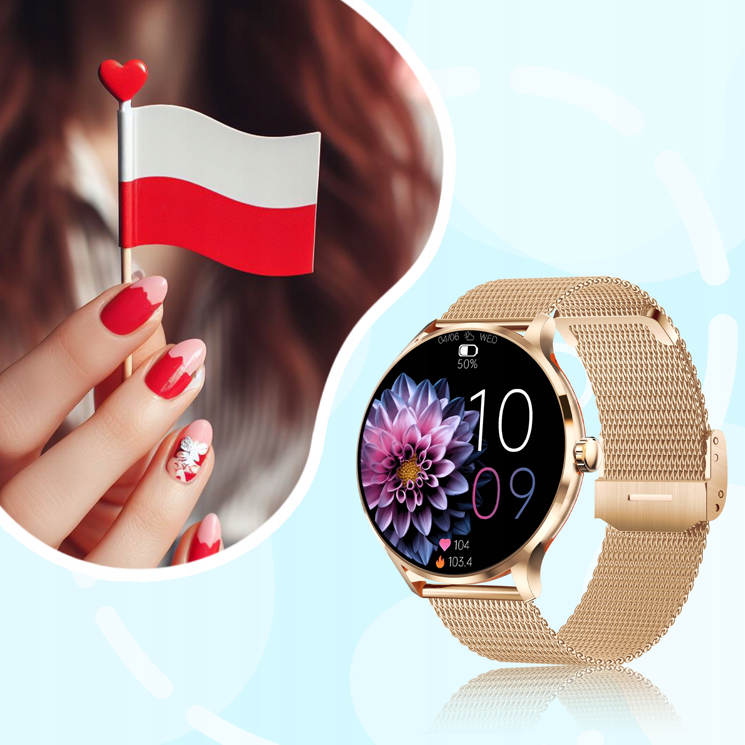 SMARTWATCH ZEGAREK DAMSKI MENU POLSKIE SPORT PULS ROZMOWY SMART WATCH PL Materiał koperty stal