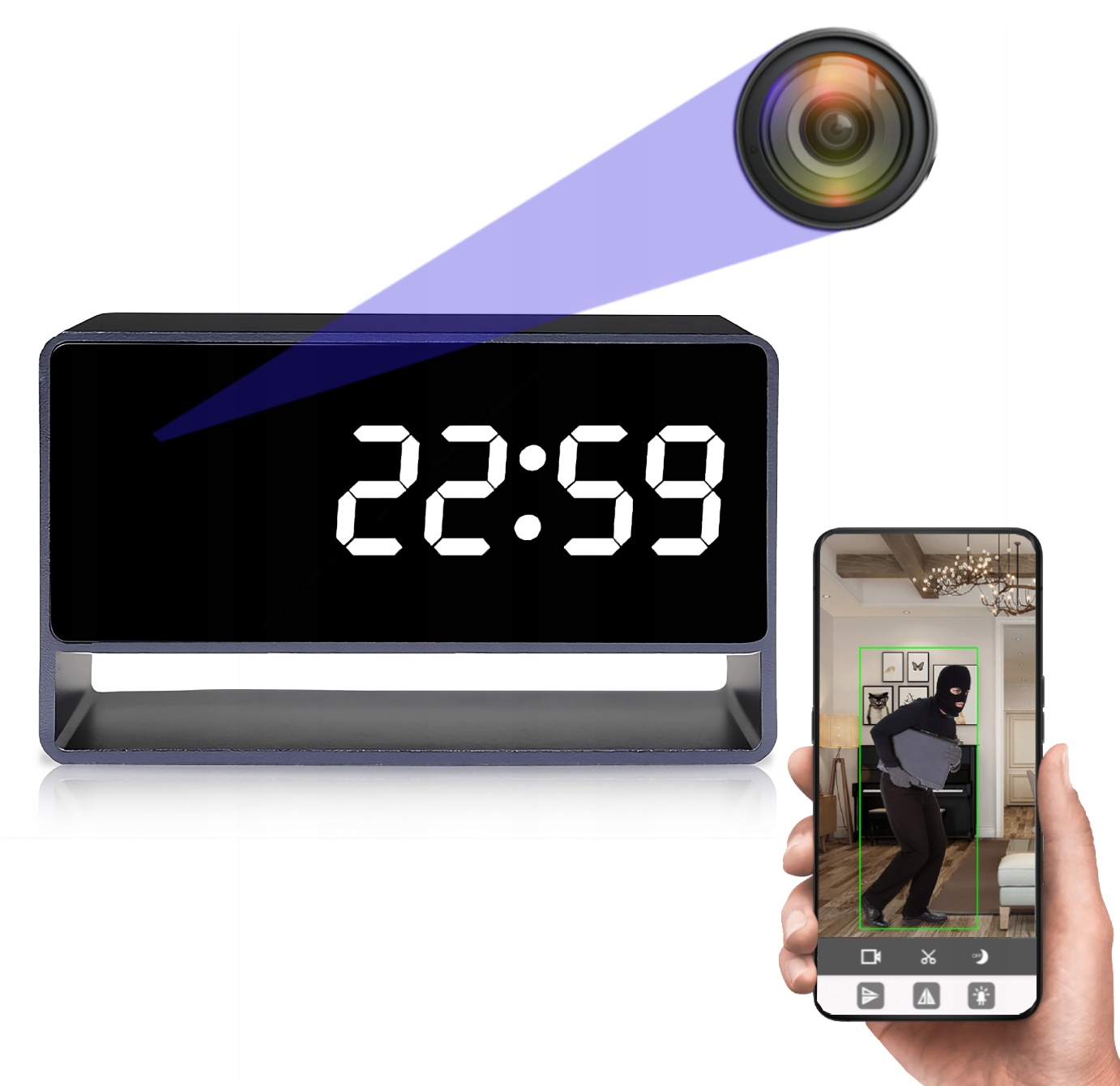 Skrytá Kamera Hodiny Wifi Živý Náhled Detekce Nočního Nahrávání MK203