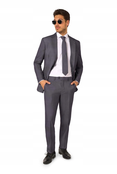 Pánský Šedý Oblek Opposuits Deluxe, Převlek Slim Fit 50