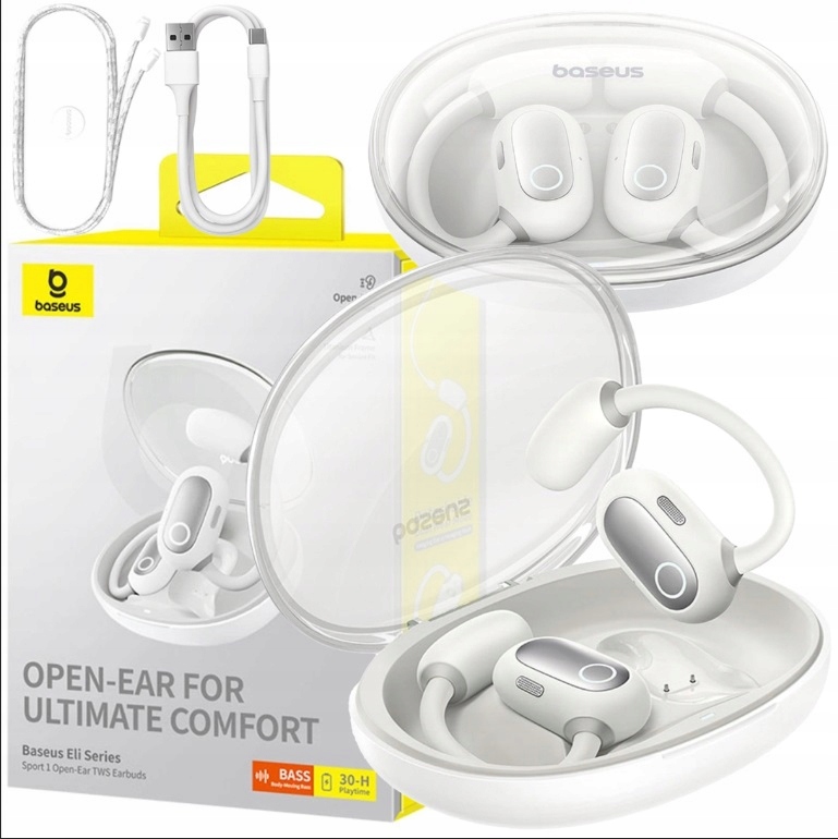 Słuchawki bezprzewodowe Baseus Eli Sport 1 zauszne sportowe lekkie białe
