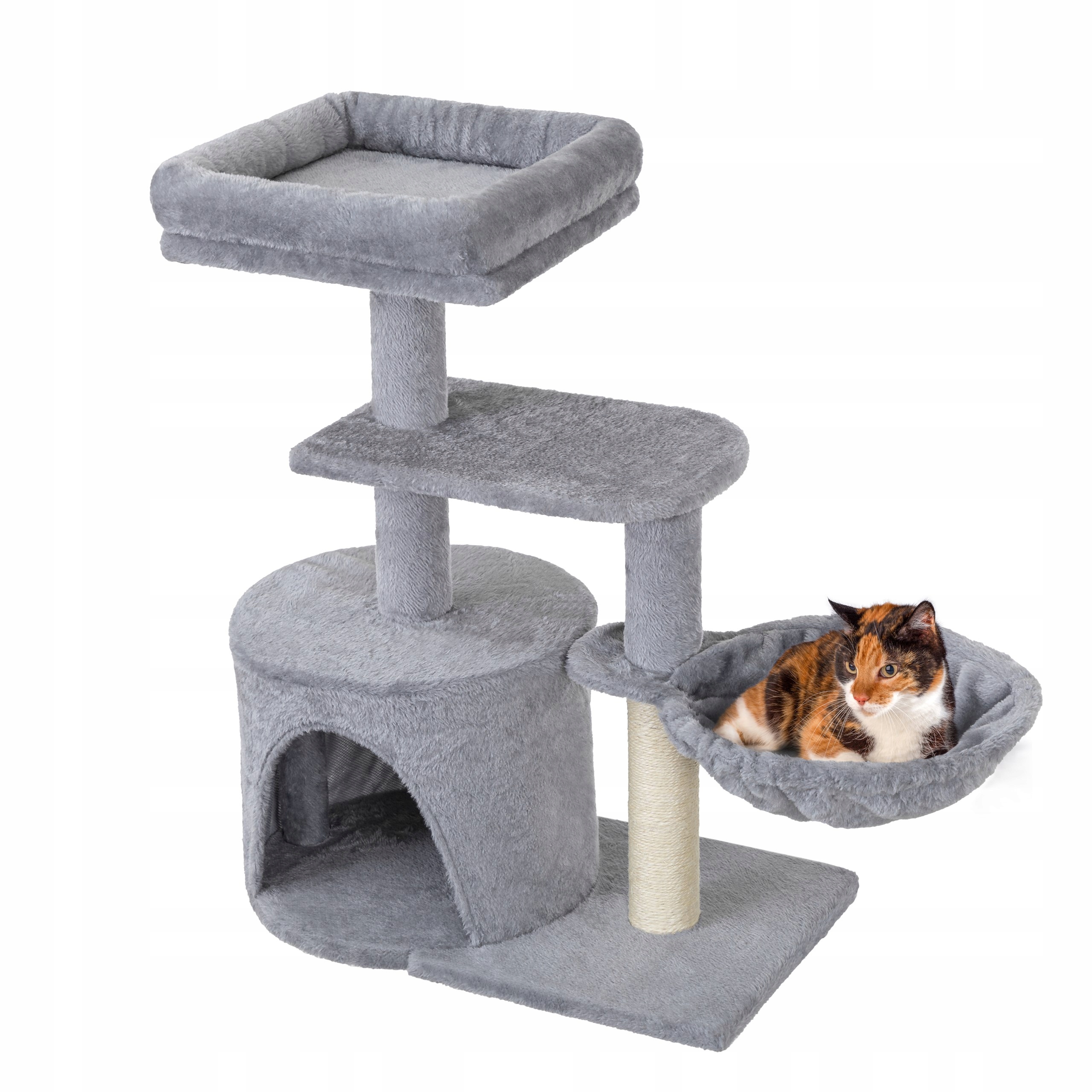 Levně Škrabadlo pro kočky Věž pro kočky s pelíškem Budkou Hamakem Domkem H 69 cm