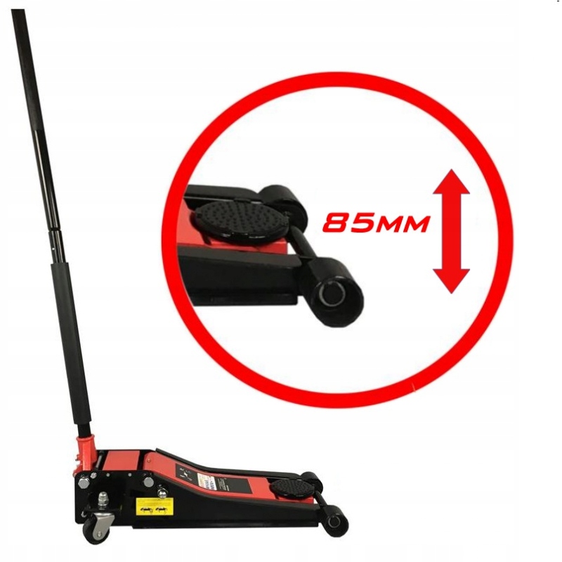 PODNOŚNIK SAMOCHODOWY ŻABA 3T NISKOPROFILOWA Maksymalna wysokość podnoszenia 505 mm