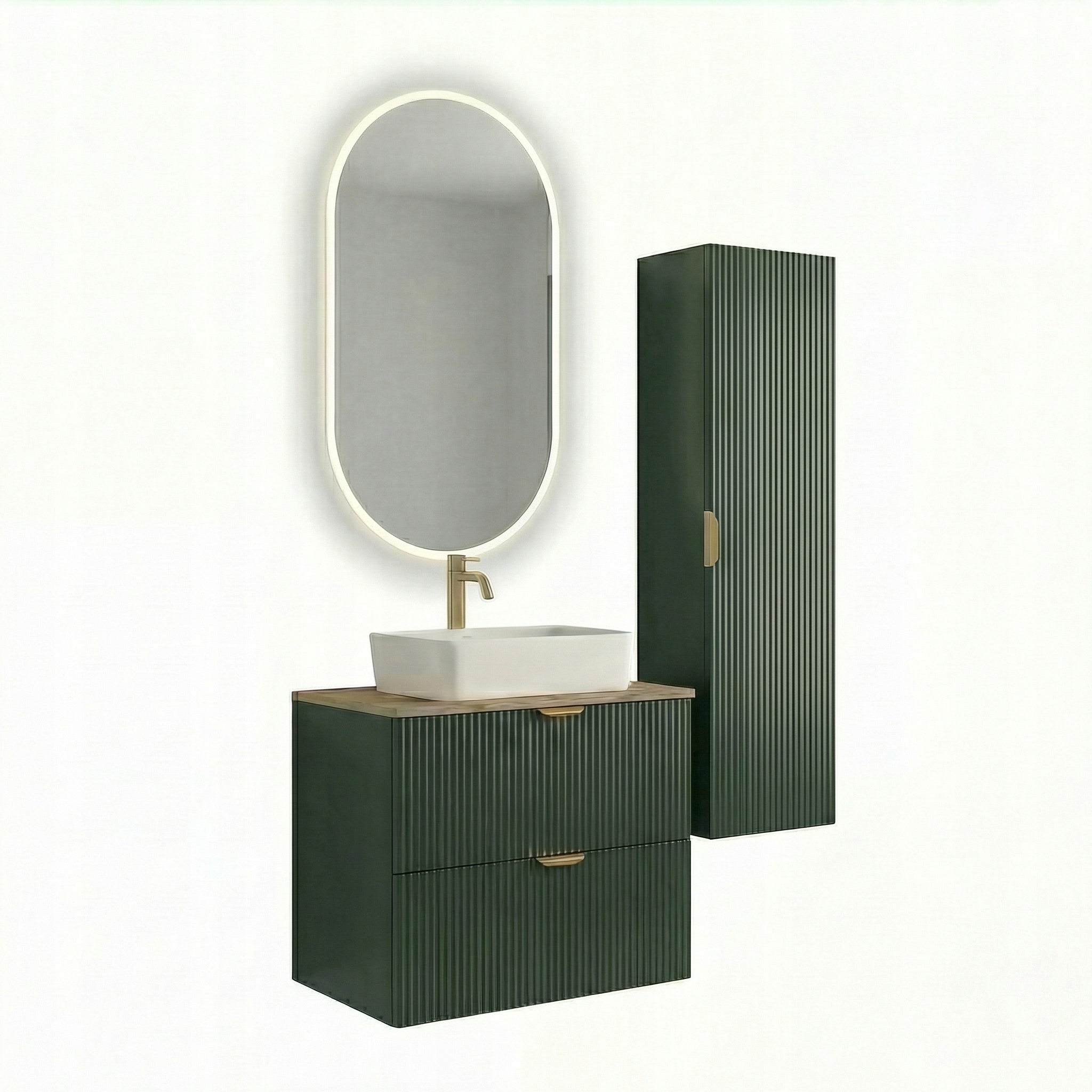 Sada koupelnového nábytku 60 cm šalvějová s umyvadlem a Led zrcadlem Willy