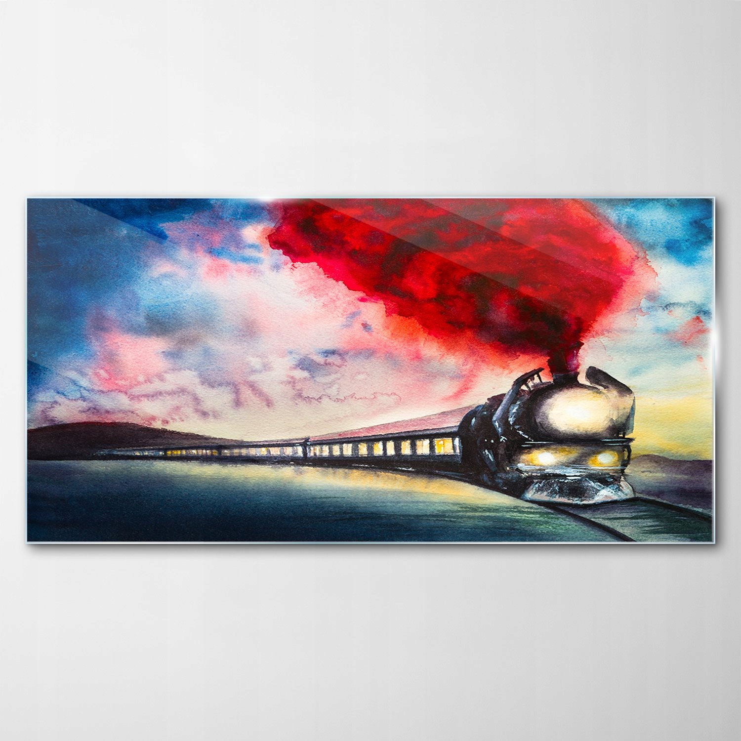 

Hartowany Obraz Szklany Pociąg Dym Tory 120x60