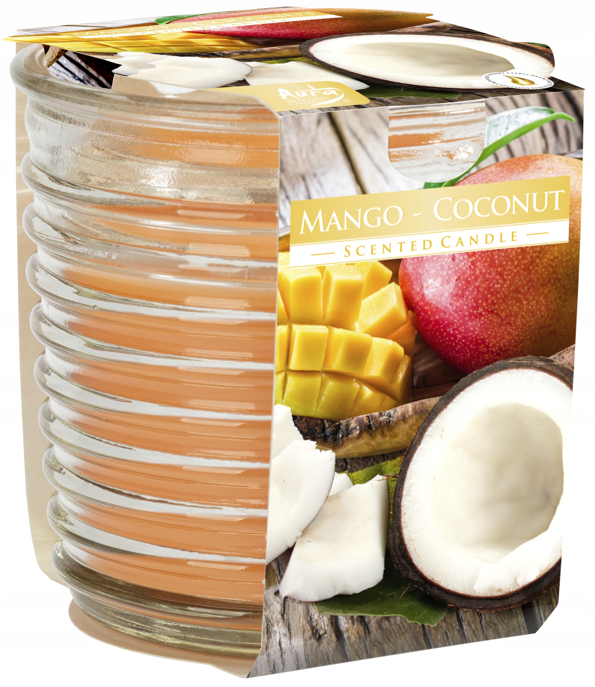 

Świeca zapachowa w karbowanym szkle Mango Coconut