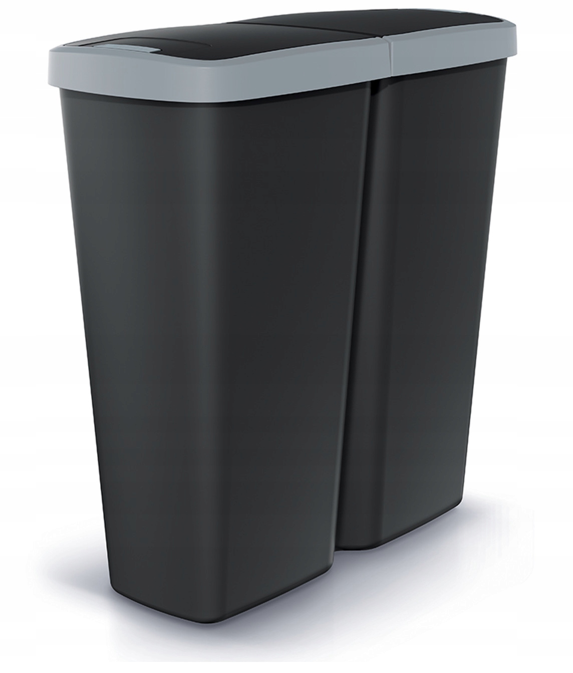 Levně Odpadkový koš do kuchyně dvoukomorový pro třídění otevírací černý 2x25L