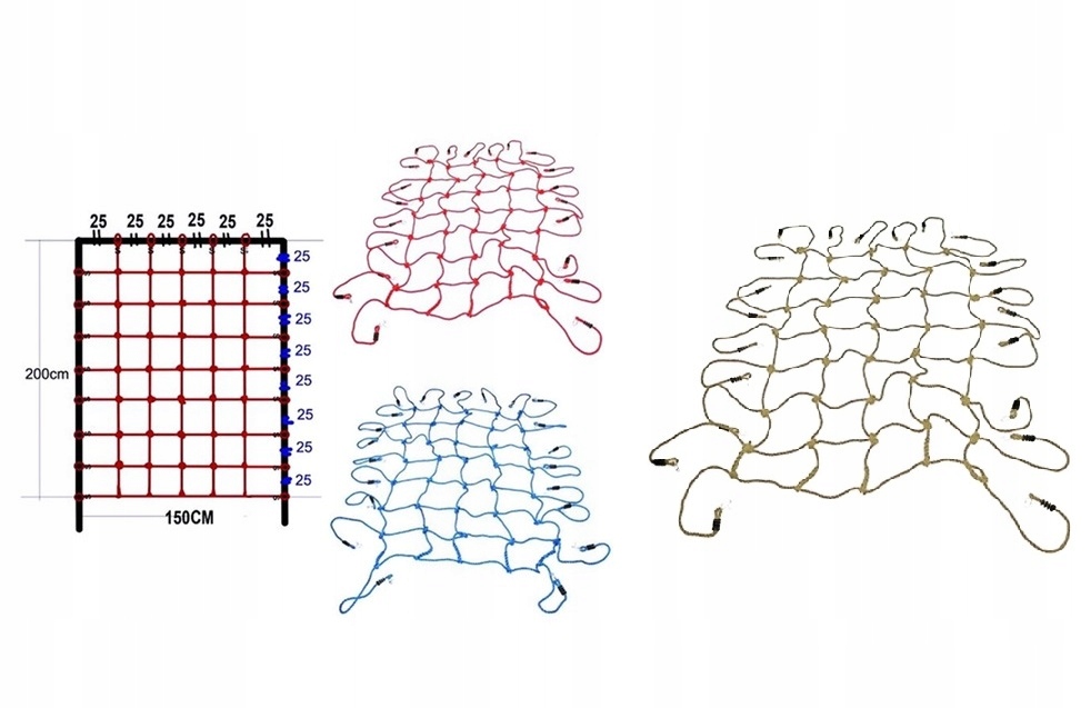 Siatka do wspinaczki MEGA DUŻA 200/150 kolory