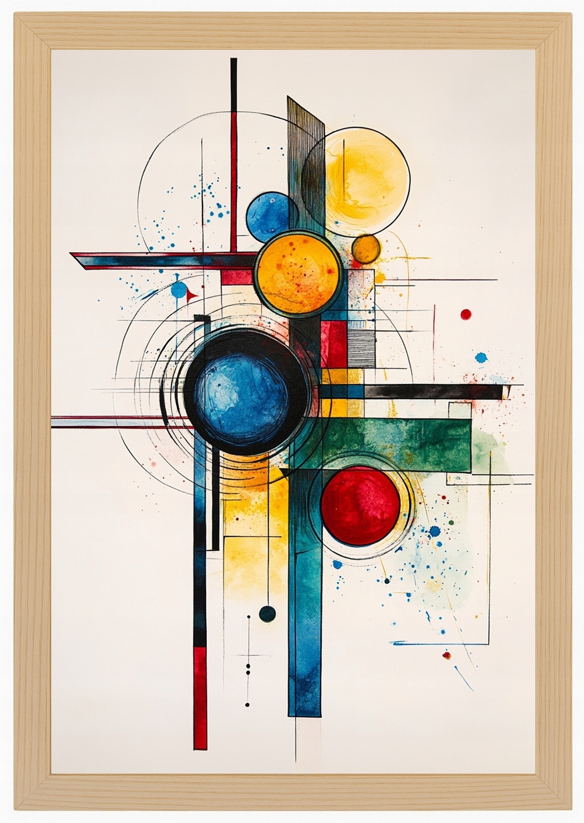 Plakát Rámeček Dřevo Grafika Abstrakt Geometrie Kompozice 62x93