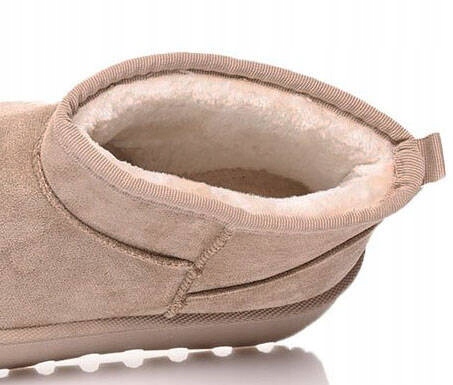 7875 BEŻOWE OCIEPLANE BOTKI NA GRUBEJ PODESZWIE ŚNIEGOWCE NA PLATFORMIE 37 Materiał podeszwy inny