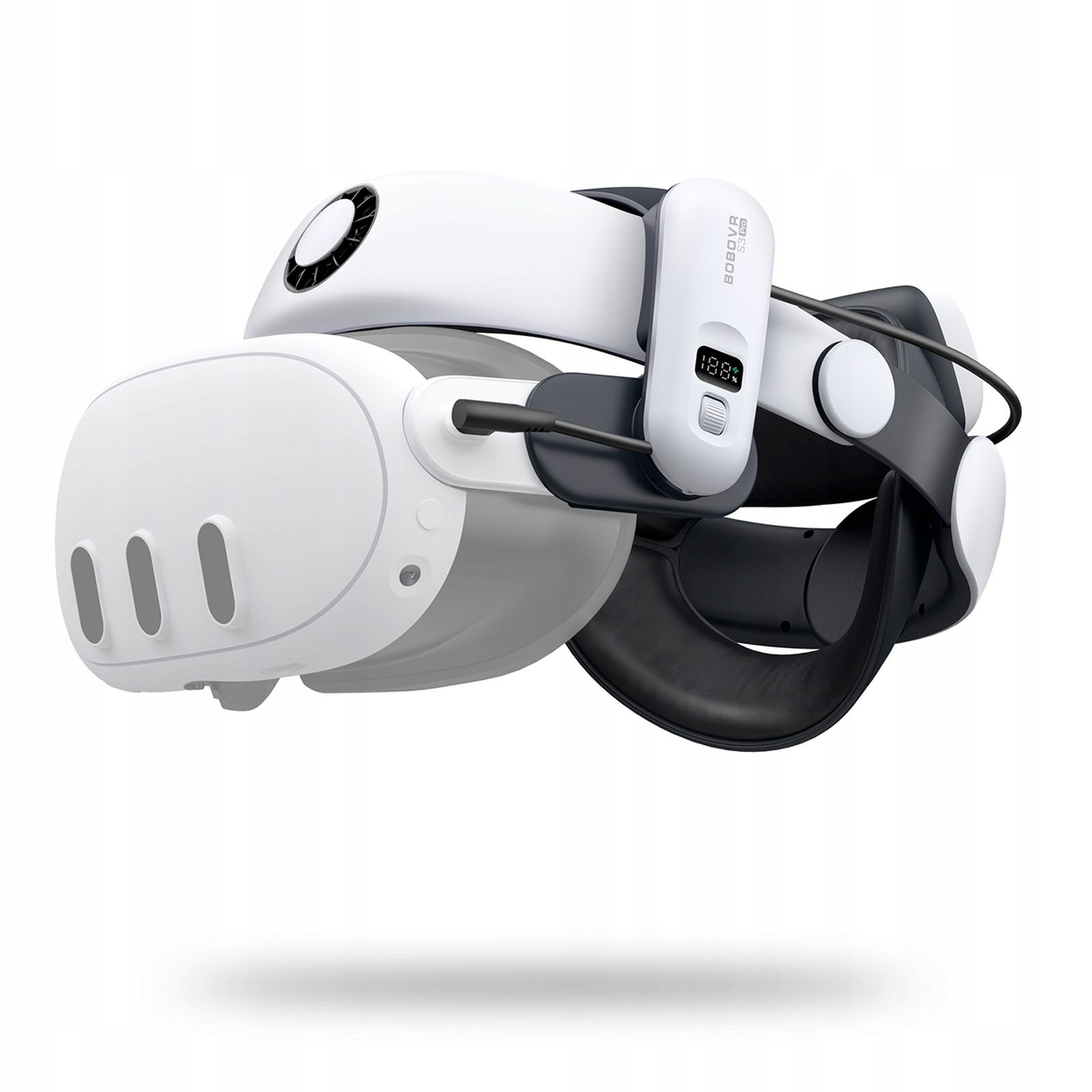 Pasek odciążający do gogli Vr Meta Quest 3 z baterią zewnętrzną biało cza