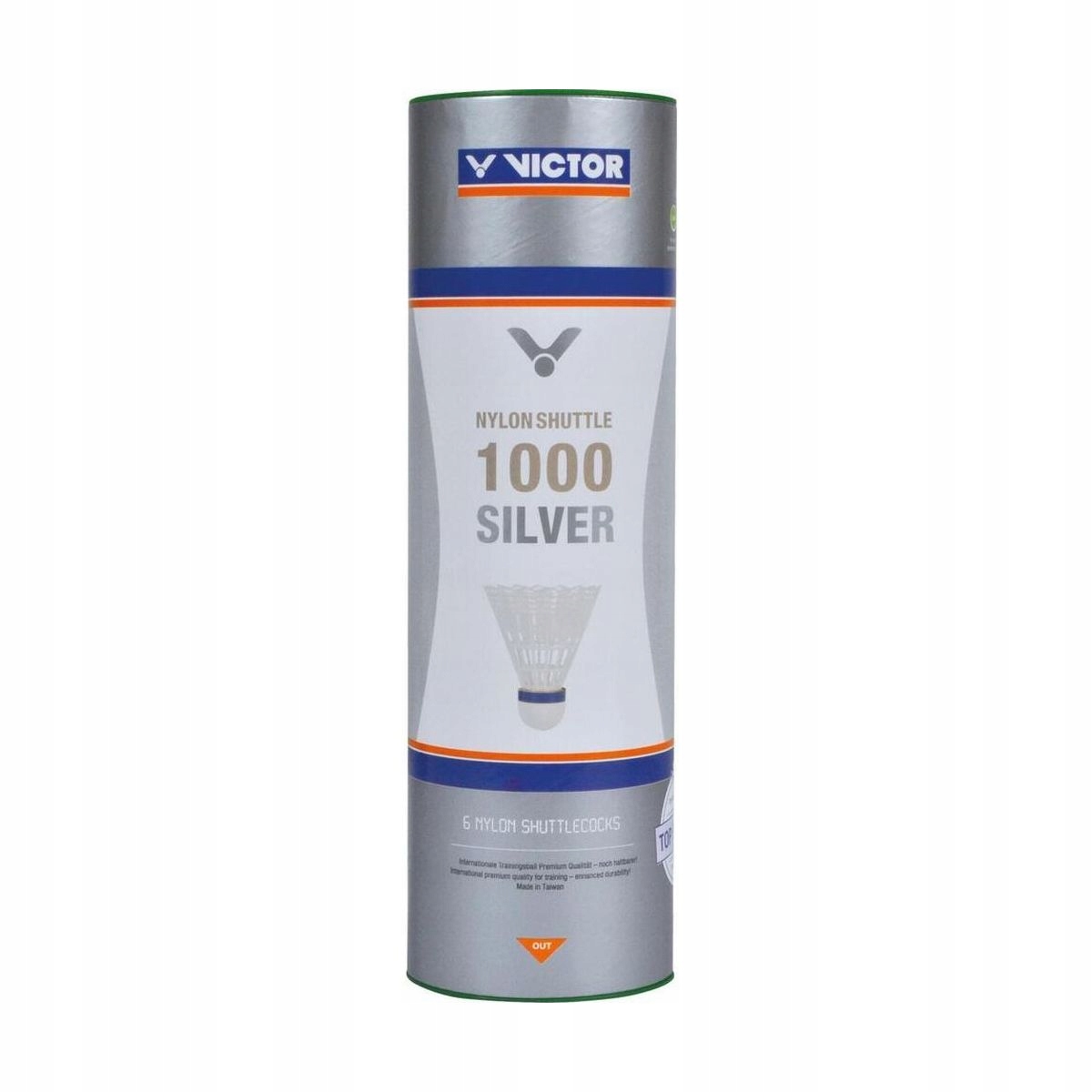 Lotki do badmintona nylonowe Victor 1000 Silver Białe Wolne 6 szt