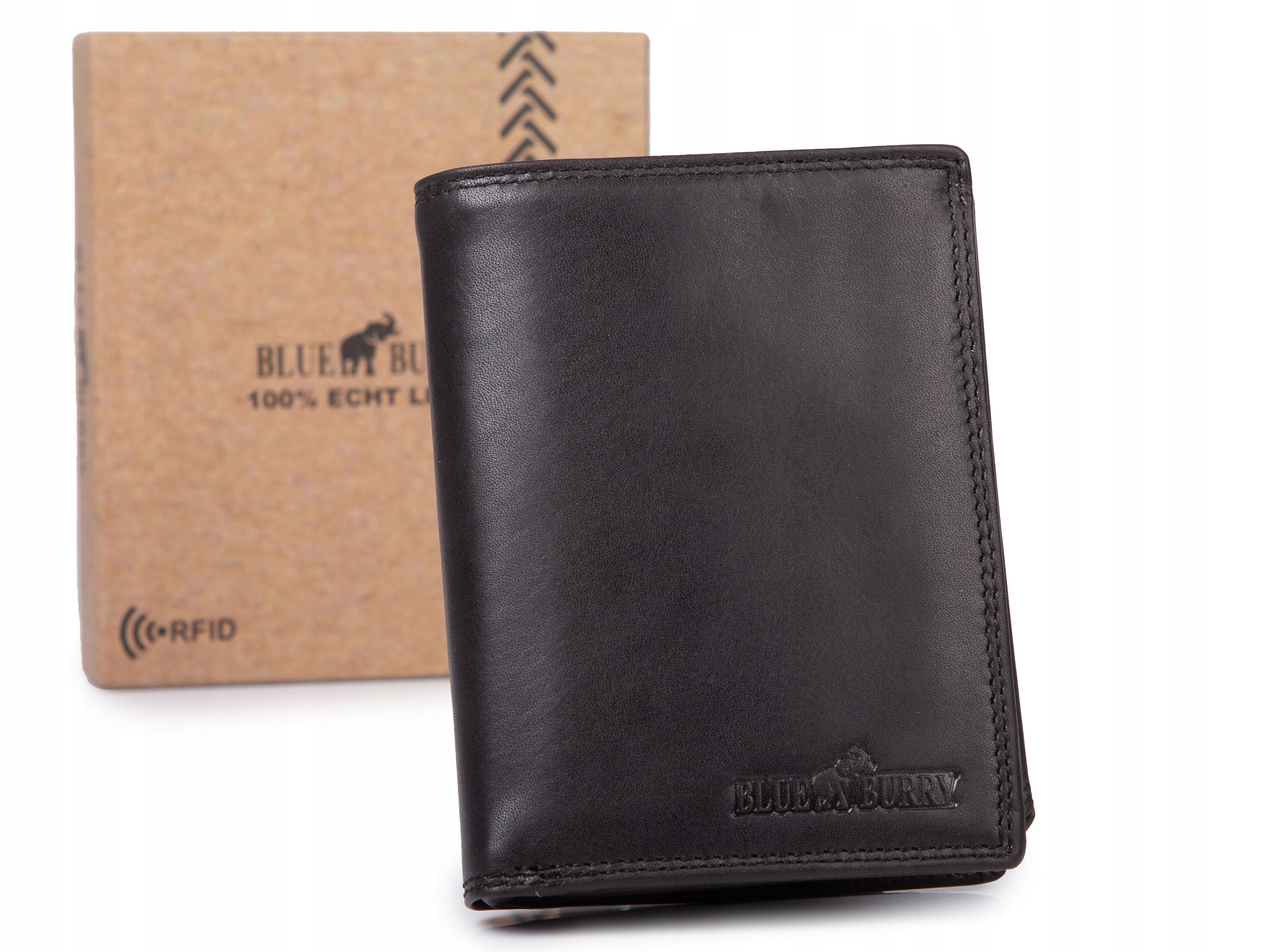 Vertikální pánská kožená peněženka ze 100% přírodní kůže Rfid, černá