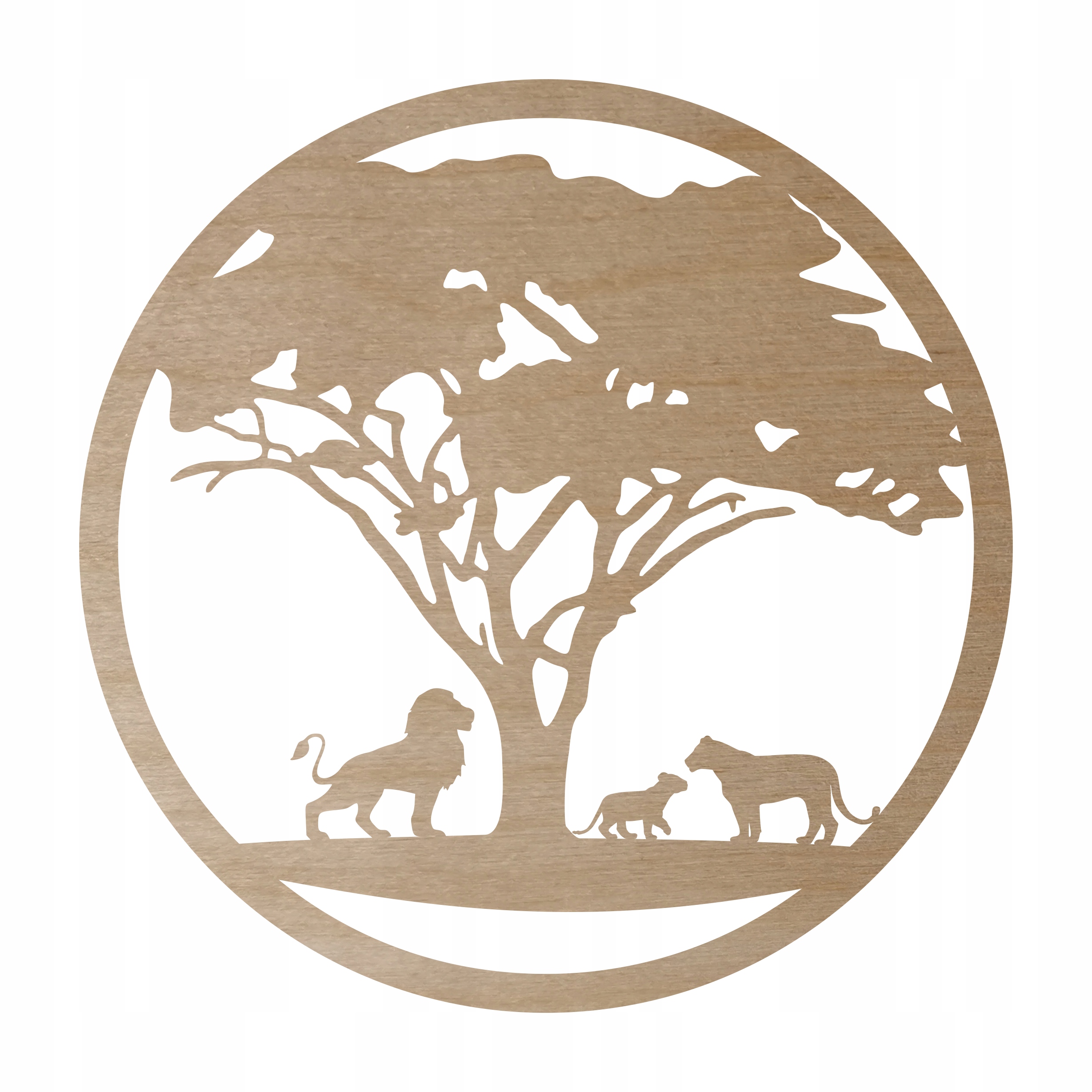 DREWNIANE KOŁO DRZEWO ŻYCIA LWY BAOBAB MECH 60CM