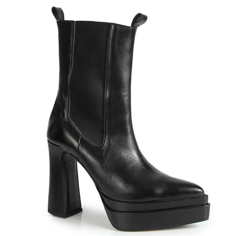 Carinii B10049 Černé Kožené Kotníkové Boty S Ozdobou 37