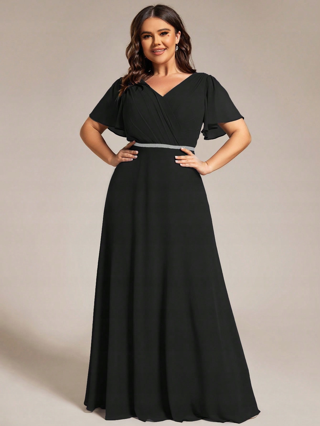 Shein Černé Šaty Plus Size Zavinovací Výstřih Na Svatební Hostina 46 1 Ma