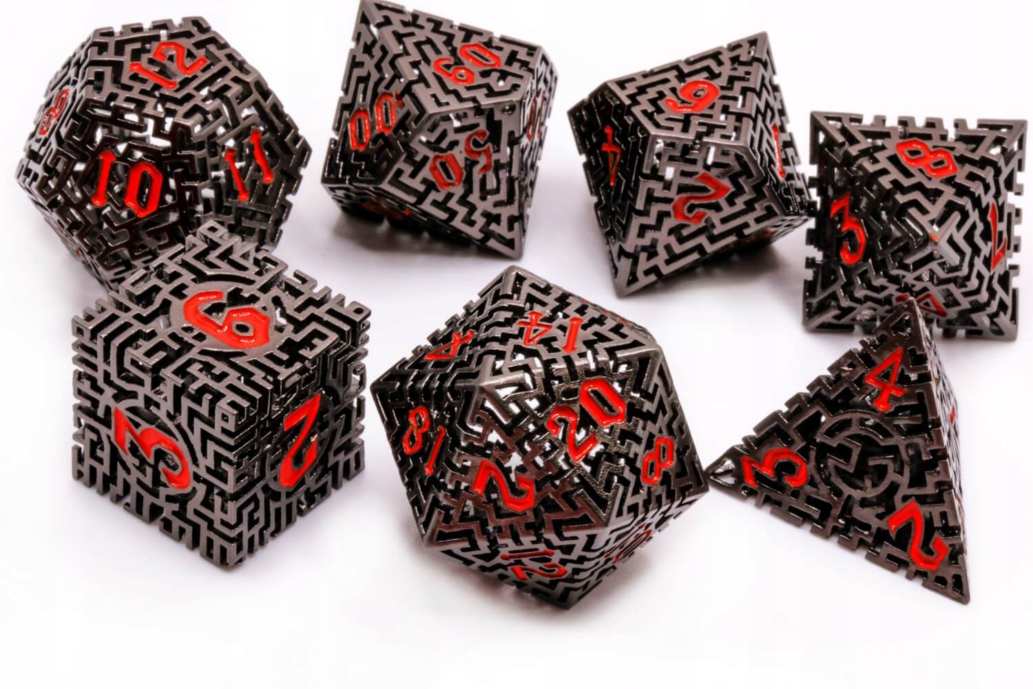 LABIRYNT ŚMIERCI ZESTAW 7 METALOWYCH KOŚCI RPG