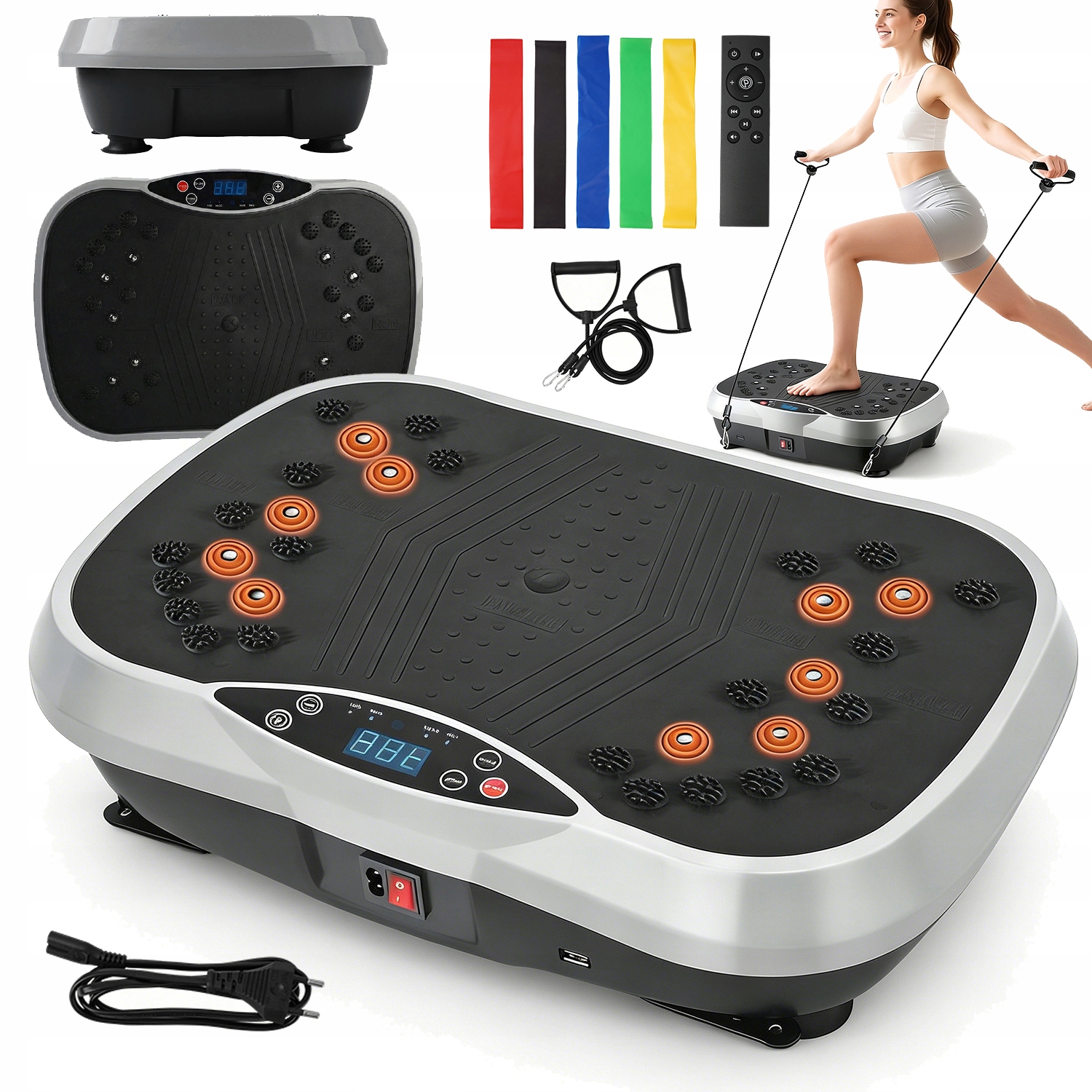 Platforma Wibracyjna Bluetooth Masaż 10 Programów 200 Poziomów Fitness
