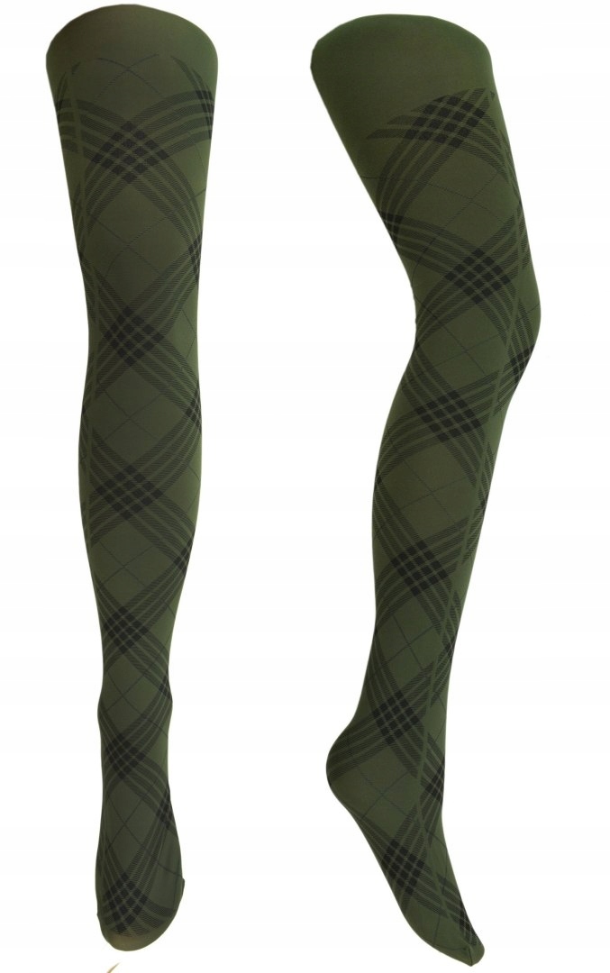 

Calzedonia rajstopy zielone krata 1/2 S/m