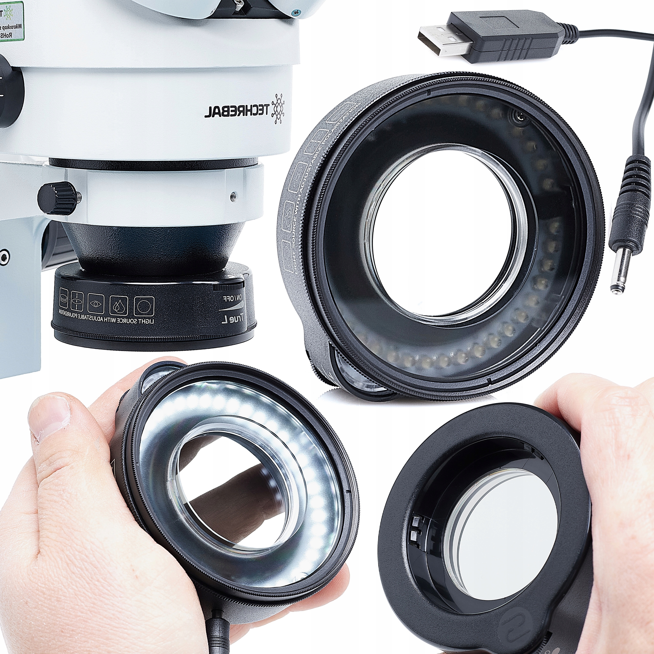 Mikroskopový osvětlovač s polarizací Kaisi True-L 40x Led Antireflex 54 mm