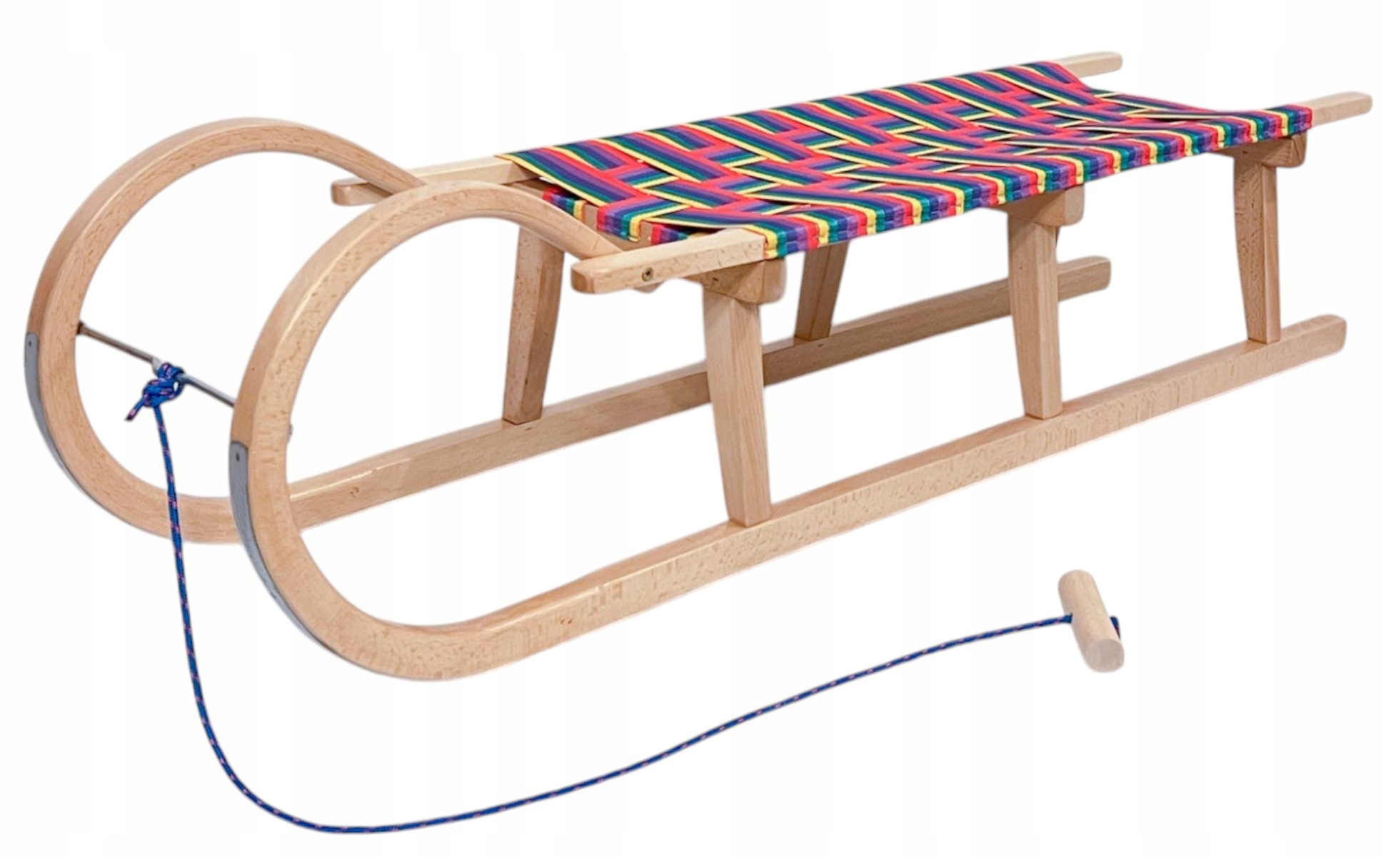 Duże drewniane Sanki z siedziskiem Dwuosobowe na płozach 120cm sanie drewni