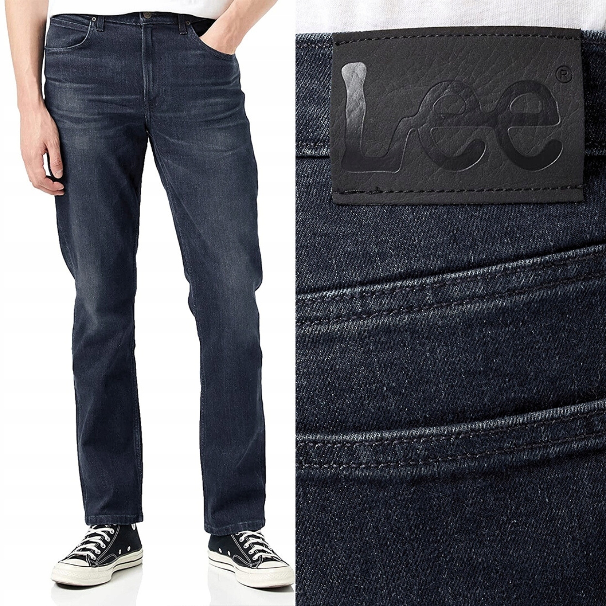 Lee Brooklyn straight Used Hellen jednoduché černé džínové kalhoty W38 L30